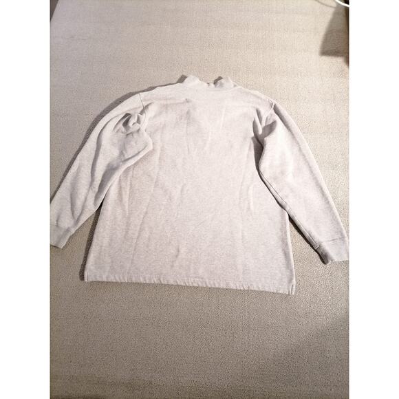 Reebok Large Male Grey Striped Quarter Zip Cotton Blend Pullover Sweatshirt - Picture 2 of 8